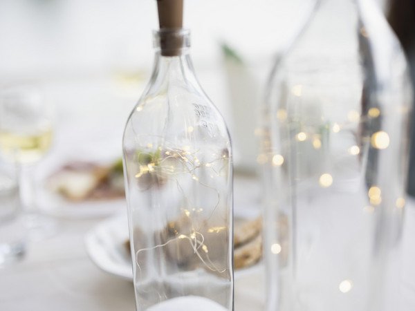 Bottles with fairy lights 
